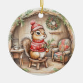 Joli écureuil rayé avec message Ornement de Noël (Devant)