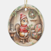 Joli écureuil rayé avec message Ornement de Noël (Gauche)