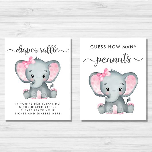 Joli Eléphant Baby Girl Douche Jeux ensemble d'aff