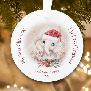 Joli Éléphant Bébé Premier Noël Fille Acrylique