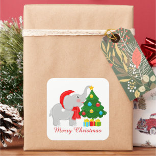 Joli éléphant de Noël ajouter message autocollant