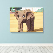 Joli éléphant de près sur toile imprimée (Insitu (Plancher de Bois))