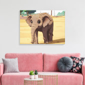 Joli éléphant de près sur toile imprimée (Insitu(Salon))