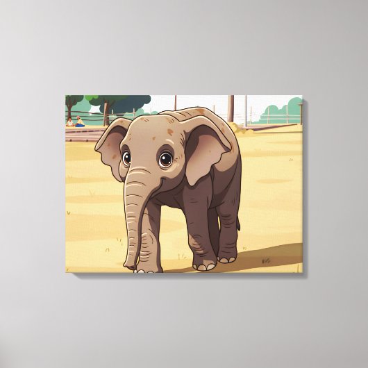 Joli éléphant de près sur toile imprimée (Recto)