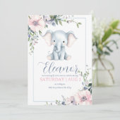 Joli Eléphant Floral Anniversaire Invitation (Debout devant)