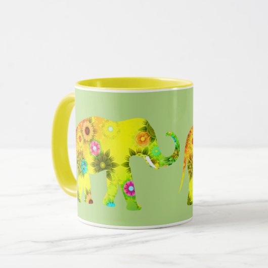 Joli Eléphants Colorés Coffee Mug (Devant gauche)