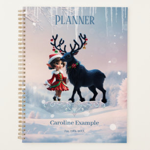 Joli elfe de Noël et rennes foncés.