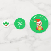 Joli elfe de Noël sur confettis de table verts et (Derrière)