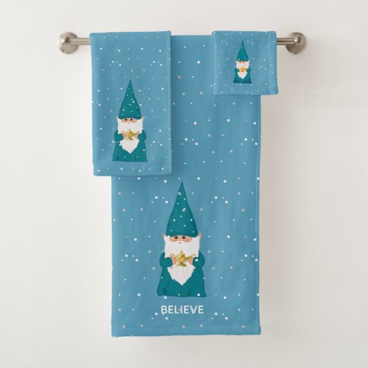 Joli elfe de Noël sur fond bleu saphir (En situation)