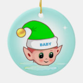 Joli elfe de Noël sur ornement en céramique bleu c (Dos)