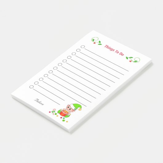 Joli Elfe Noël Choses à faire Post-it Notes (Incliné)