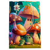 Joli elfes mignon jouer sous champignon sac cadeau (Devant)