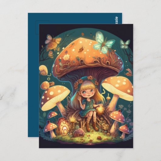 Joli elfes mignon jouer sous la carte des champign (Devant / Derrière)