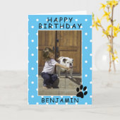 Joli Empreinte de patte Bleu Joyeux Carte photo d' (Fleur jaune)