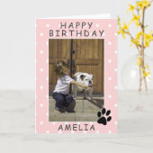 Joli Empreinte de patte Rose Joyeux Carte photo d' (Fleur jaune)