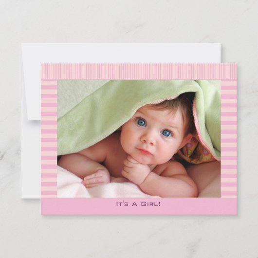 Joli En Rose Baby Girl Faire-part (Devant)