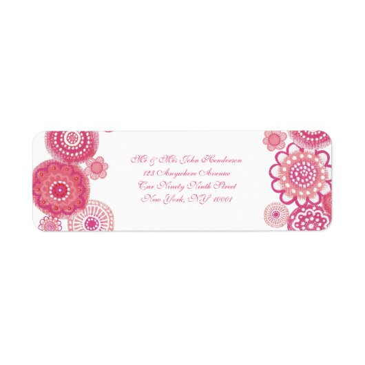 Joli en rose blanc floral petit sticker d'adresse (Devant)