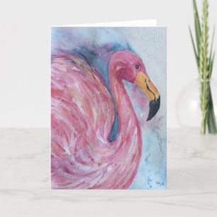 Joli en rose, carte de voeux Flamant rose
