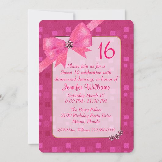 Joli En Rose Sweet 16 Anniversaire Fête Invitation (Devant)