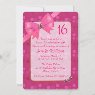 Joli En Rose Sweet 16 Anniversaire Fête Invitation