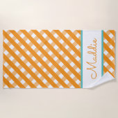 Joli En vichy serviette de plage personnalisée (Devant)