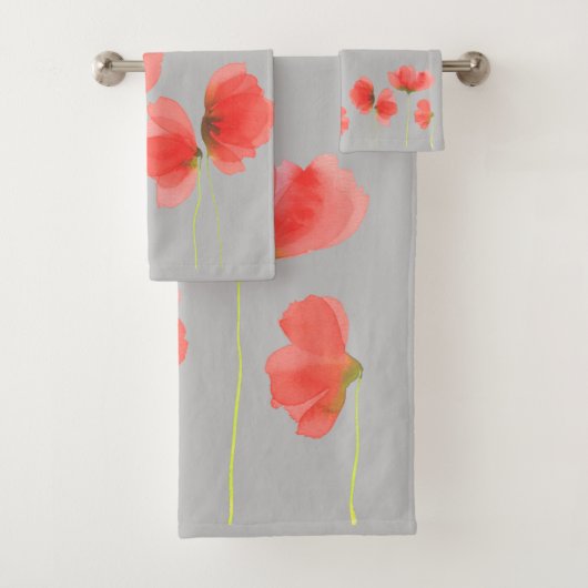 Joli ensemble de bain gris et rouge à fleurs (En situation)