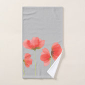 Joli ensemble de bain gris et rouge à fleurs (Serviette à main)