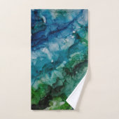 Joli ensemble de serviettes de bain bleu vert vagu (Serviette à main)