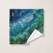 Joli ensemble de serviettes de bain bleu vert vagu (Gant de toilette)