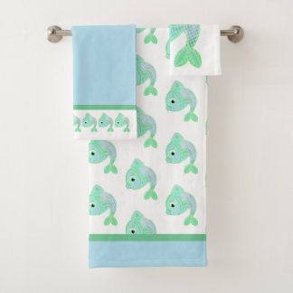 Joli ensemble de serviettes de bain de poisson ble