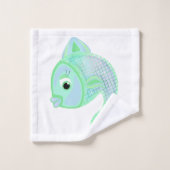 Joli ensemble de serviettes de bain de poisson ble (Gant de toilette)