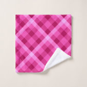Joli ensemble de serviettes de bain en plaid rose  (Gant de toilette)