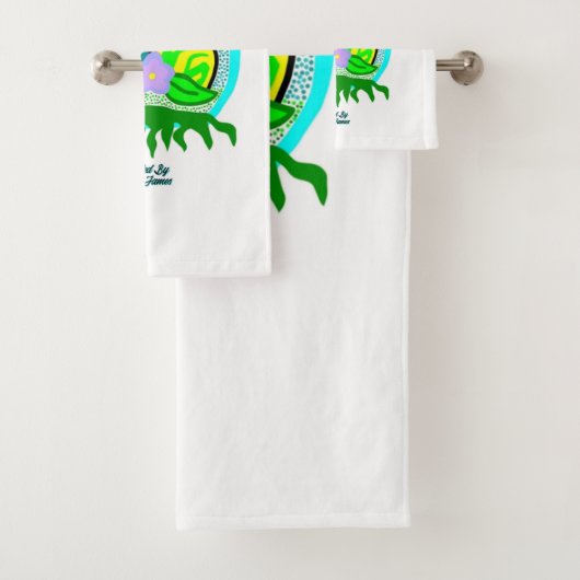 Joli ensemble de serviettes de bain OEufs de Pâque (En situation)