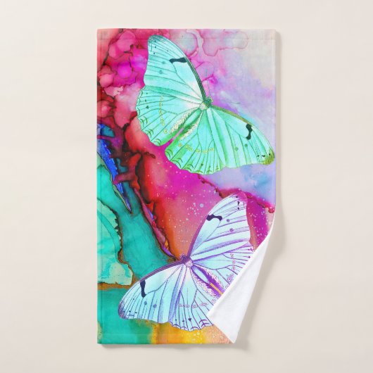 Joli ensemble de serviettes de bain papillon paste (Serviette à main)