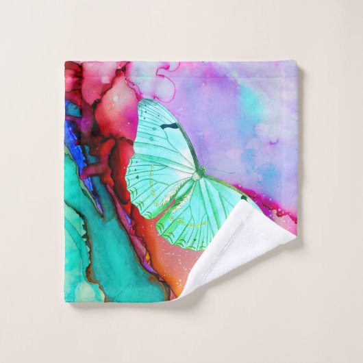 Joli ensemble de serviettes de bain papillon paste (Gant de toilette)