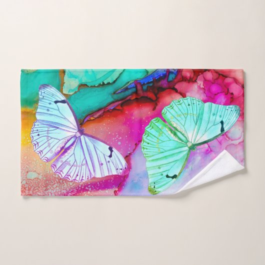 Joli ensemble de serviettes de bain papillon paste (Serviette à main)