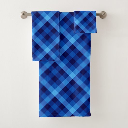 Joli Ensemble De Serviettes De Bain Plaid Bleu Océ (En situation)