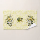 Joli ensemble de serviettes en Damas Floral Jaune (Serviette à main)