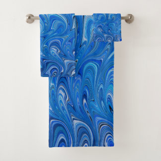 Joli ensemble de serviettes en marbre bleu liquide