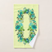 Joli Ensemble de serviettes Floral Aqua Lime Bleu  (Serviette à main)