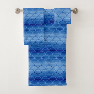 Joli ensemble de serviettes Motif à échelle d'aqua