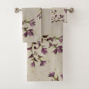 Joli Ensemble De Serviettes Violettes Et Fleurs De