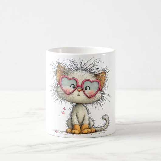 Joli et mignon chat sur un mug (Centre)