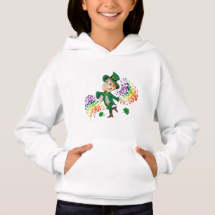 Joli et souriant dancing leprechaun, un arc-en-cie