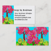 Joli été Amusants Fleurs roses Arbres Carte de vis (Devant / Derrière)