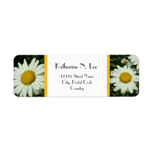 joli étiquette de adresse blanc marguerite (Devant)
