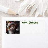Joli étiquette de adresse de chat Noël (En situation)