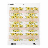 Joli Étiquette de adresse floral de tournesol jaun (Feuille entière)