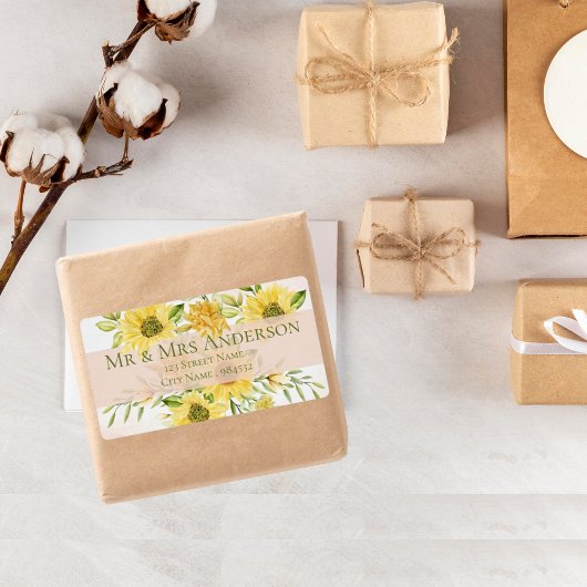 Joli Étiquette de adresse floral de tournesol jaun