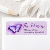 Joli Étiquette de adresse papillon violet et rose (En situation)